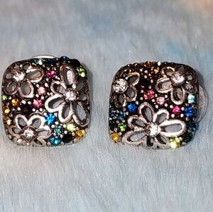 Earings, fashion, silver tone